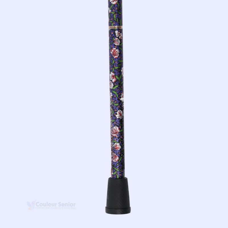 Embout antidérapant de la canne florale violette pour prévenir efficacement les chutes.