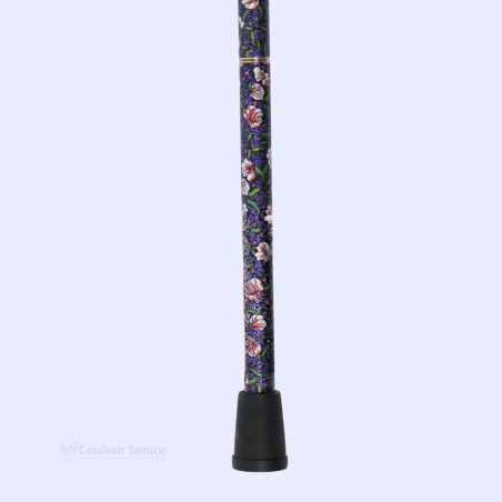 Embout antidérapant de la canne florale violette pour prévenir efficacement les chutes.