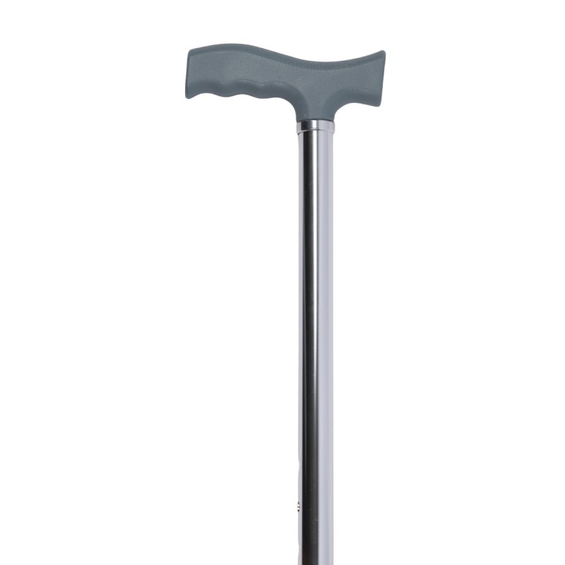Gros plan sur la poignée ergonomique ambidextre adaptable pour droitiers et gauchers de la canne tripode