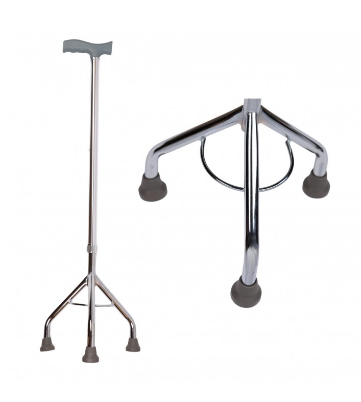 Canne de marche tripode réglable ambidextre en aluminium avec base à trois pieds stabilisatrice vue d'ensemble