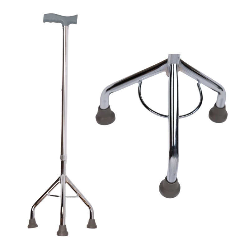 Canne de marche tripode réglable ambidextre en aluminium avec base à trois pieds stabilisatrice vue d'ensemble
