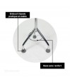 Détail de la base tripode renforcée de 22,4 x 24 cm montrant l'écartement idéal des trois pieds pour une stabilité optimale