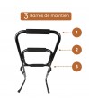 Détail des trois barres de maintien ergonomiques, parfaites pour la sécurité à domicile.