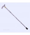 Vue complète de la canne de marche réglable et pliable Baroque violette petite taille