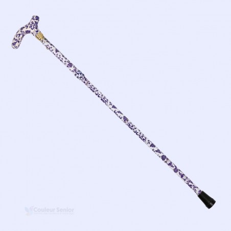 Vue complète de la canne de marche réglable et pliable Baroque violette petite taille