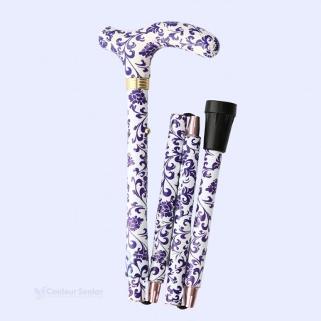 Canne cachemire violet pliée en 4 sections à droite, une magnifique cadeau original et coloris.