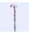 Système réglable de cette canne de marche pour femme. Cadeau original remboursable en cachemire violet.