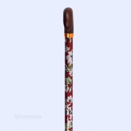 Système réglable en aluminium pour une élégante canne de marche pour femme, avec poignée Derby en bois.