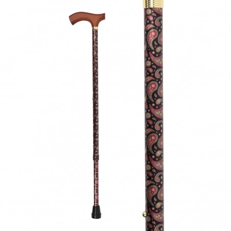 Canne de marche réglable, vue générale du design élégant et sobre pour une femme élégante.