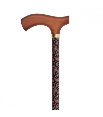 Canne de marche réglable à motif élégant en cachemire pour femme senior. Éligible au remboursement par la Sécu.