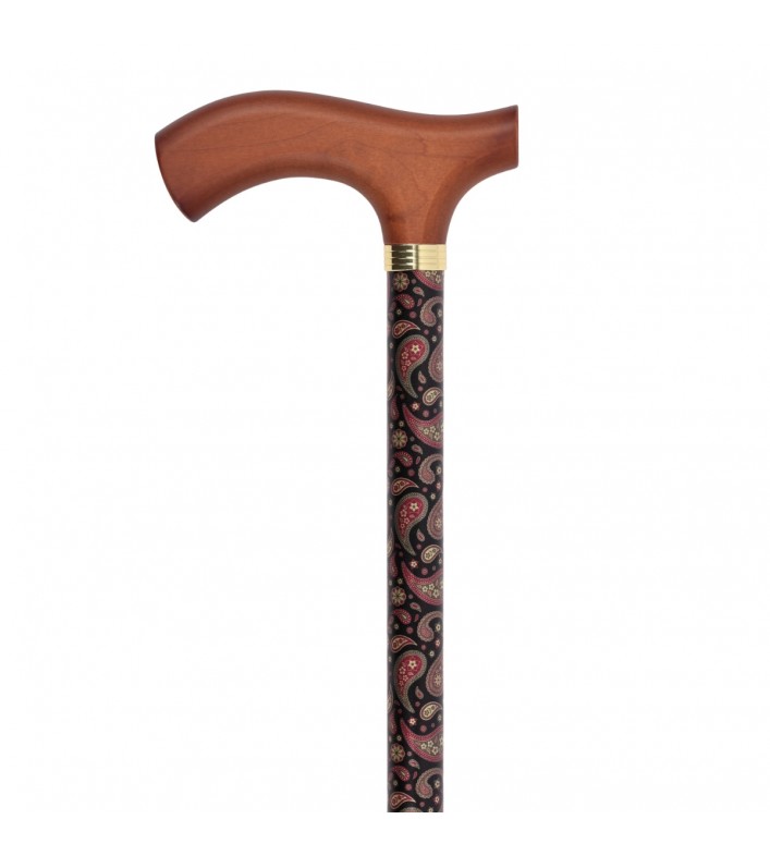 Canne de marche réglable à motif élégant en cachemire pour femme senior. Éligible au remboursement par la Sécu.