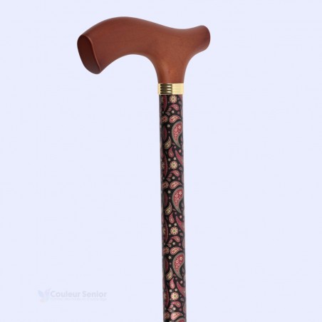 Canne senior élégante à motif cachemire. Modèle pour femme très distingué. Éligible au remboursement par la Sécu.