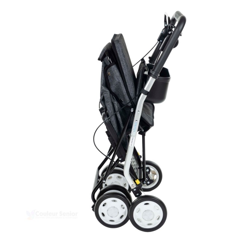 Chariot de course pliable Lett800, couleur grise, ultra-compact : une belle idée de cadeau pour homme et femme.