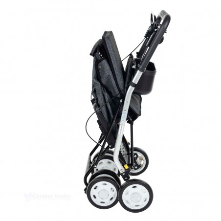Chariot de course pliable Lett800, couleur grise, ultra-compact : une belle idée de cadeau pour homme et femme.