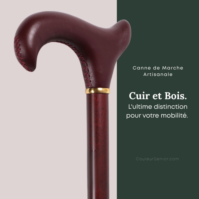 Profil de la poignée Derby ergonomique en cuir pour un appui stable et confortable