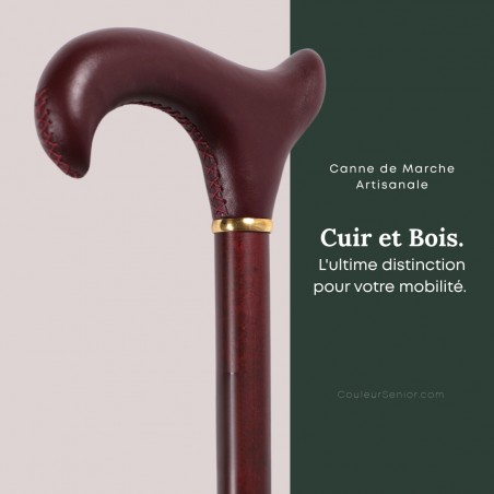 Profil de la poignée Derby ergonomique en cuir pour un appui stable et confortable