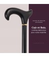 Poignée Derby en cuir de vachette noir cousue à la main, canne de marche haut de gamme