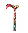 Canne de marche pliante à fleurs multicolores avec poignée Derby assortie