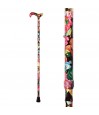 Motif floral anglais aux couleurs vives et au fini brillant sur le fût de la canne pliante