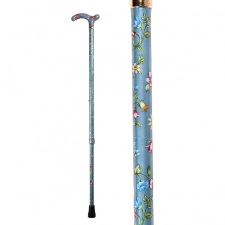 Canne de marche réglable femme à fleurs bleu glacier avec poignée Fritz