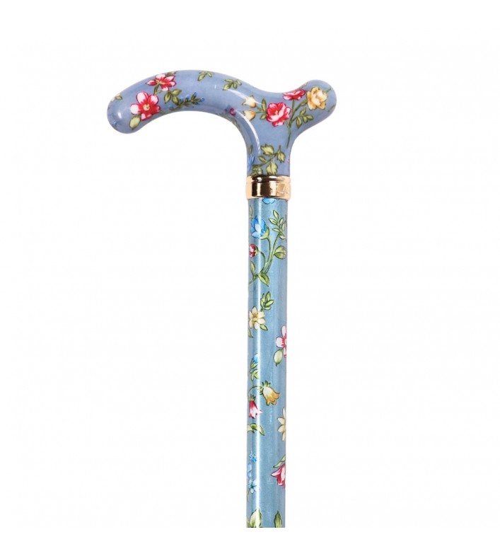 Canne de marche petite taille bleue pour femme délicate idéale pour offrir comme cadeau.