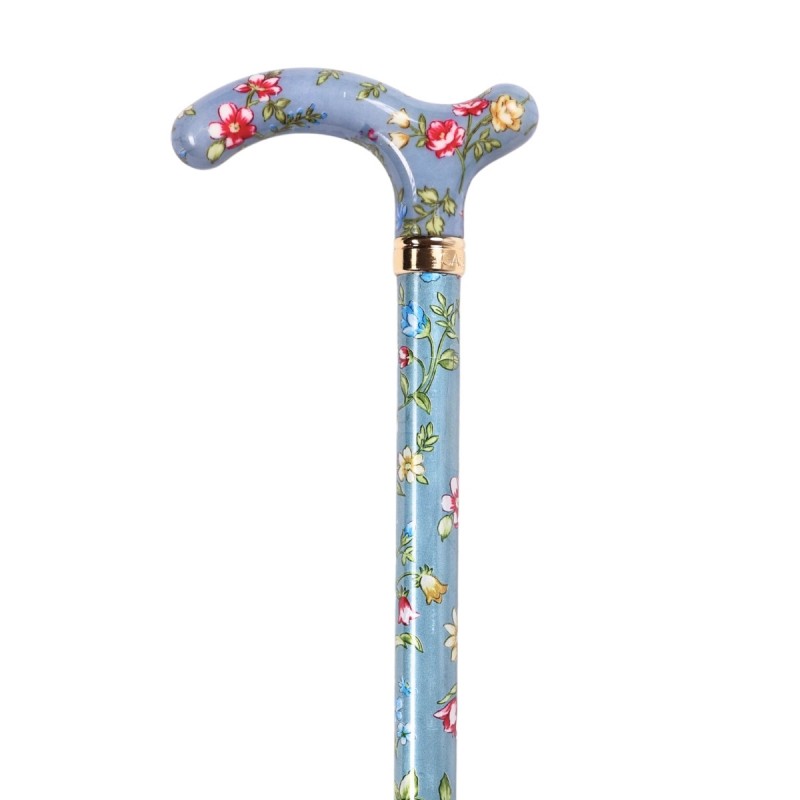 Canne de marche petite taille bleue pour femme délicate idéale pour offrir comme cadeau.
