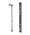 Canne de marche léopard des neiges réglable, motif blanc et gris à taches noires