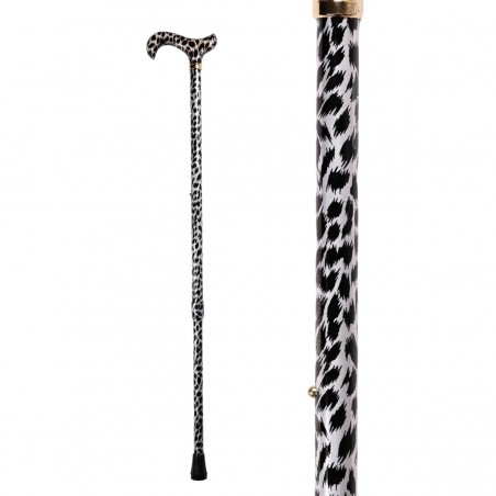 Canne de marche léopard des neiges réglable, motif blanc et gris à taches noires