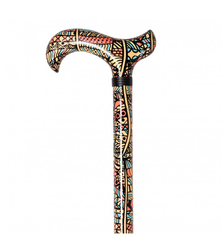 Superbe canne réglable en aluminium au motif de street art. Un soutien stable et audacieux.