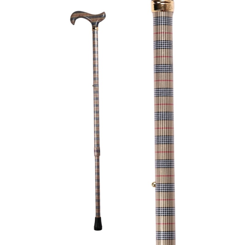 Canne de marche élégante et légère à motif écossais pour femme et homme