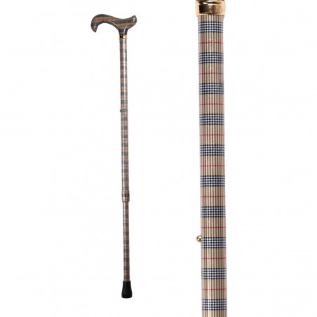 Canne de marche élégante et légère à motif écossais pour femme et homme