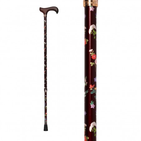 Canne Kimono fleurie à hauteur réglable, idéale pour une femme élégante.