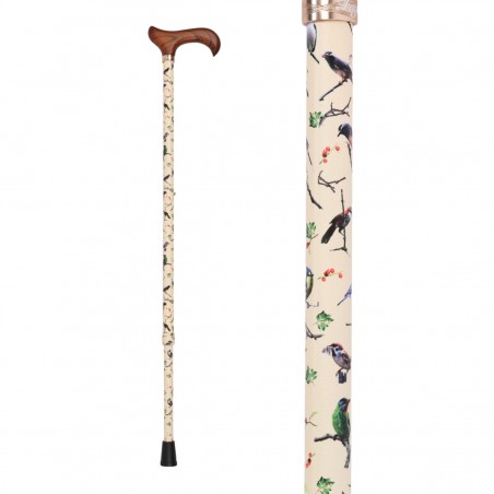 Belle canne de marche pour femme à motifs d'oiseaux. Un superbe cadeau pour un appui très robuste.