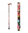 Motif floral anglais aux couleurs vives et au fini brillant sur le fût de la canne pliante.