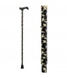 Canne de marche réglable, motif d'hirondelles sur fond noir classique. Élégante canne pour femme, cadeau original.