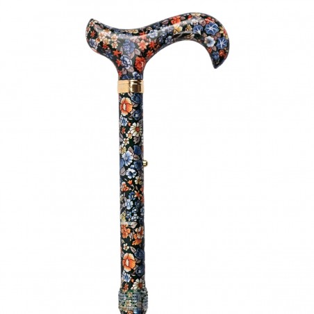 Canne de marche pour femme en aluminium profilée, mettant en valeur son joli motif floral.