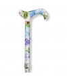 Canne à motif floral dans des teintes de bleu et de vert.