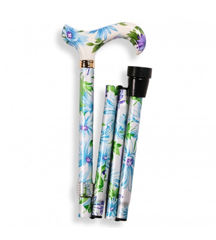 Canne de marche pliante Derby Fleur bleue