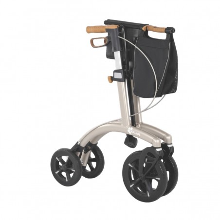 Ce déambulateur pliable Saijol, avec siège et 4 roues, est doté de freins à haute efficacité et sécurisés.