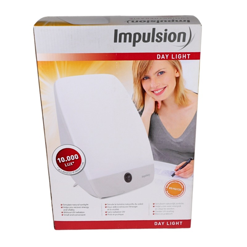 Emballage frontal de la lampe de lumière du jour IMPULSION contre la dépression saisonnière.