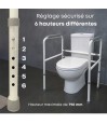 Cadre de toilette Ashford réglable en hauteur avec 6 niveaux sécurisés, aide PMR pour salle de bain.