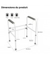 Dimensions techniques du cadre de toilette Ashford VR205, supportant un poids utilisateur maximum de 190 kg.