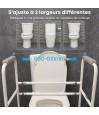 Cadre d'appui pour WC Ashford à largeur réglable, adaptable à différents modèles de toilettes pour seniors.