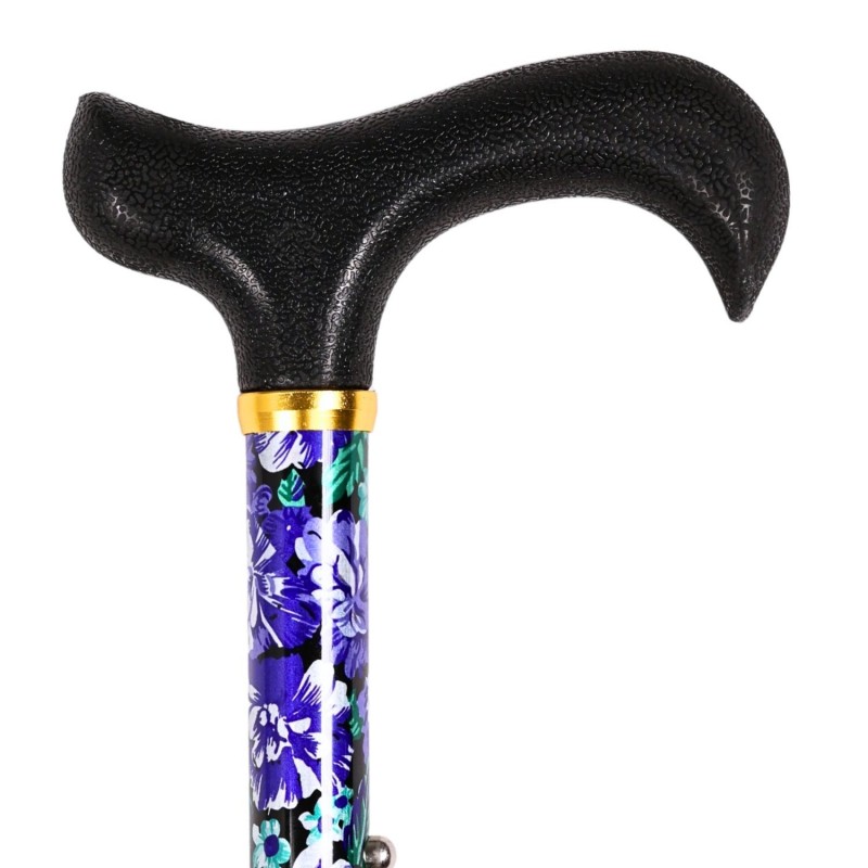 Canne de marche pliante Éclat Violet avec motif floral pour femme. Un modèle coloré et essentiel à prix doux.