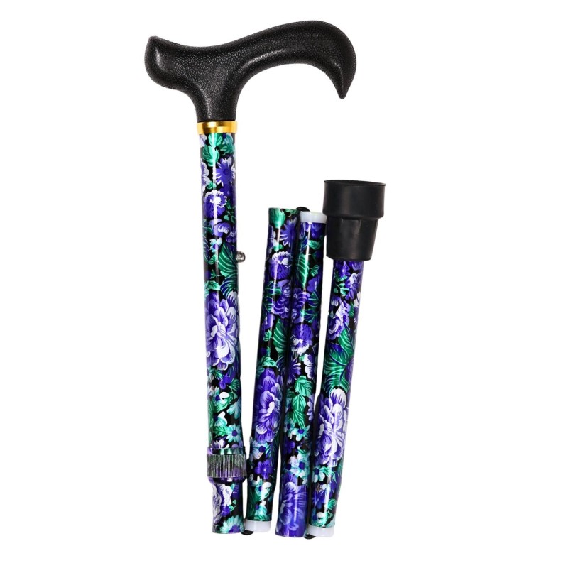 Canne de voyage pliée Éclat Violet. Pratique et compacte, pour un premier utilisateur à un prix abordable (Couleur Senior).