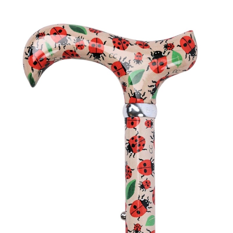 Motif nature Porte-Bonheur coccinelles canne de marche fantaisie originale pour femme.