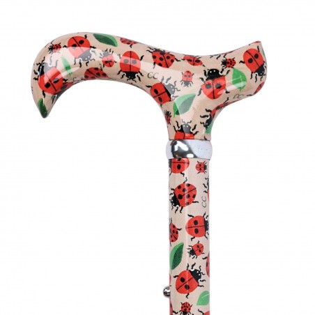 Motif nature Porte-Bonheur coccinelles canne de marche fantaisie originale pour femme.