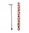 Vue complète du motif floral nature de cette canne fantaisie avec poignée Derby femme.