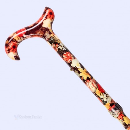 Canne Bouquet Flamand Bosschaert, accessoire distingué alliant art et aide à la mobilité.