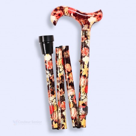 Canne pliante pour femme, à gauche, design floral National Gallery, sécurité à domicile.